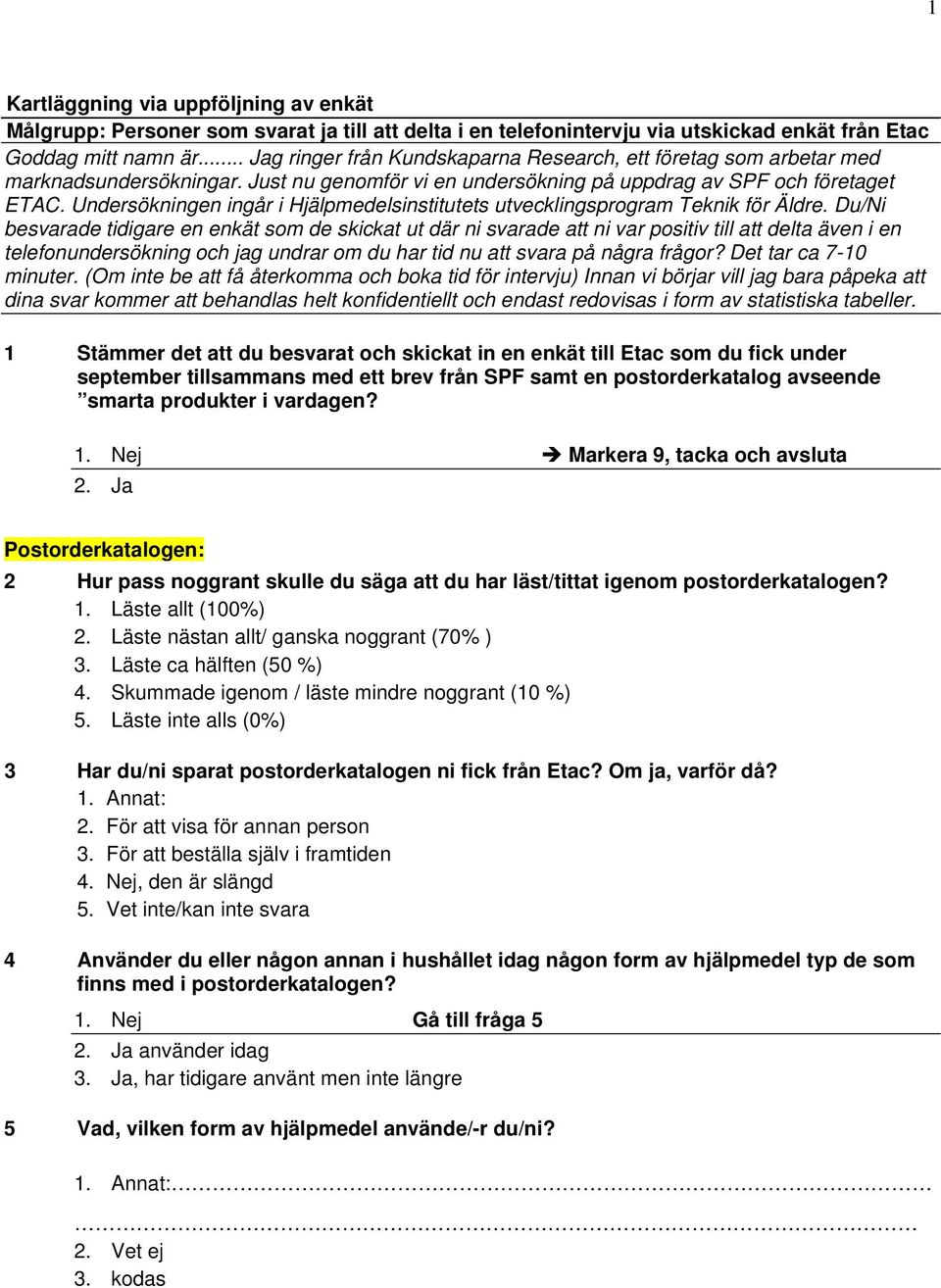 Undersökningen ingår i Hjälpmedelsinstitutets utvecklingsprogram Teknik för Äldre.