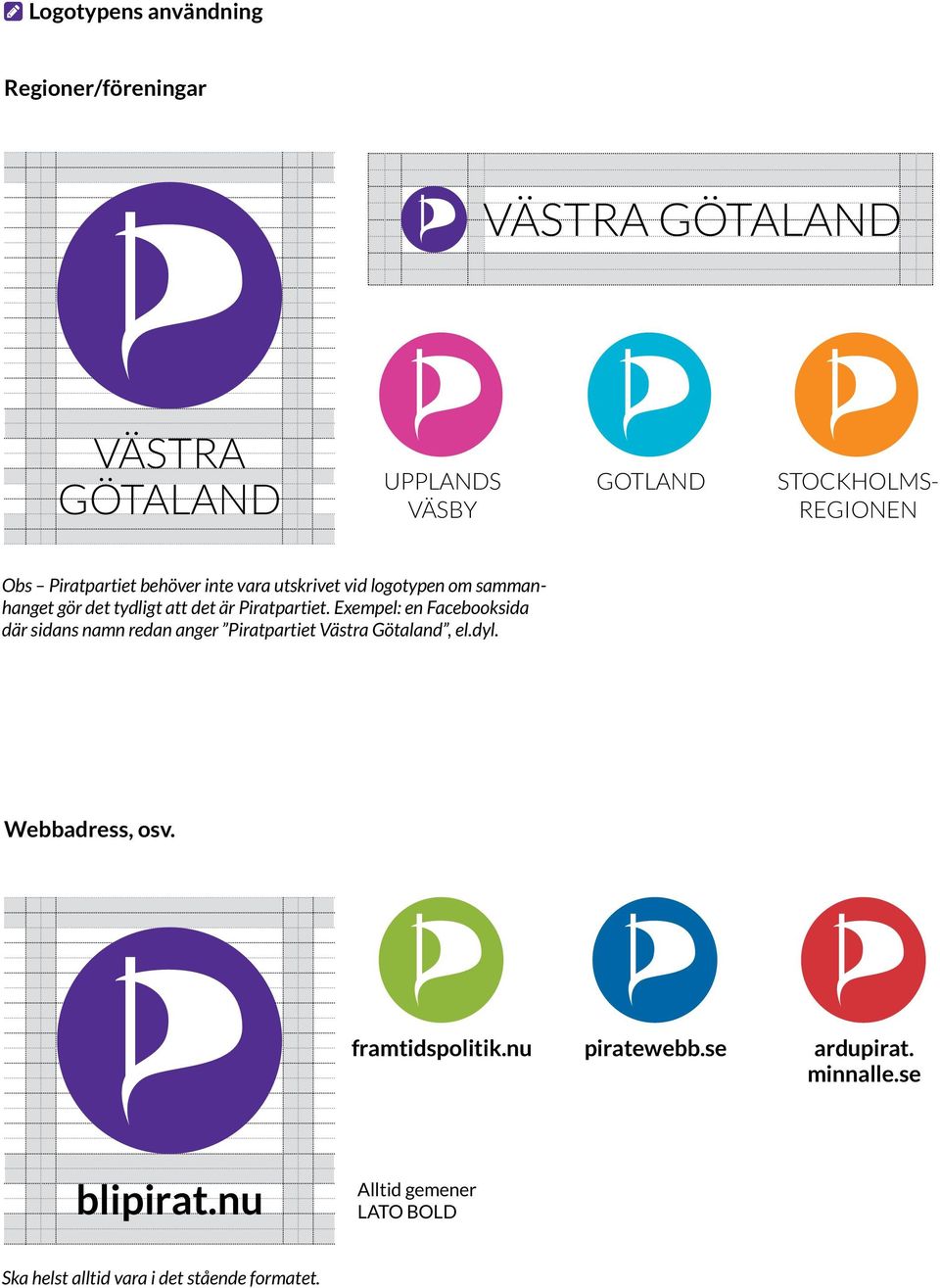 Exempel: en Facebooksida där sidans namn redan anger Piratpartiet Västra Götaland, el.dyl. Webbadress, osv.