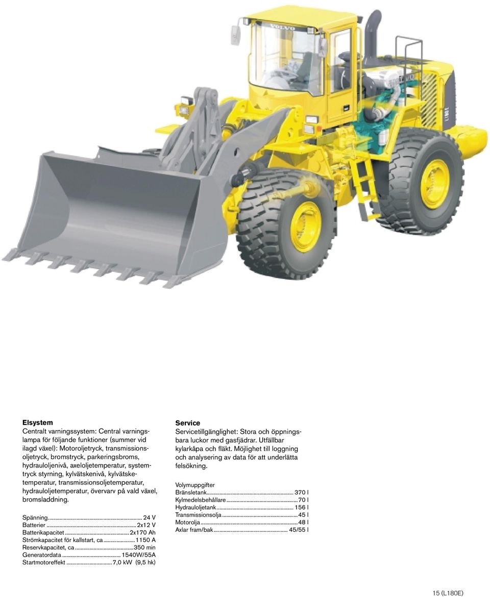 ..2x12 V Batterikapacitet...2x170 Ah Strömkapacitet för kallstart, ca...1150 A Reservkapacitet, ca...350 min Generatordata... 1540W/55A Startmotoreffekt.