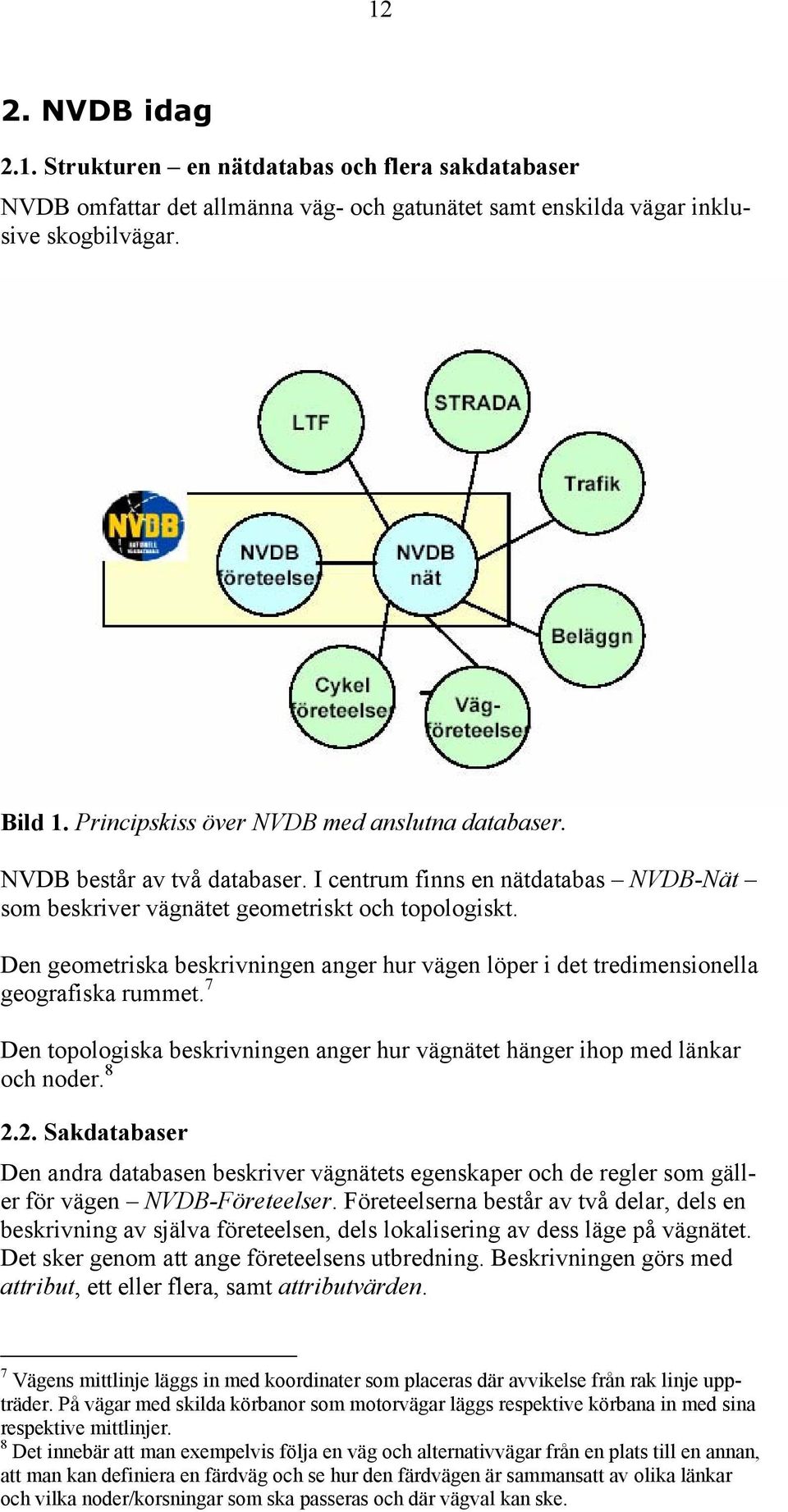 Den geometriska beskrivningen anger hur vägen löper i det tredimensionella geografiska rummet. 7 Den topologiska beskrivningen anger hur vägnätet hänger ihop med länkar och noder. 8 2.