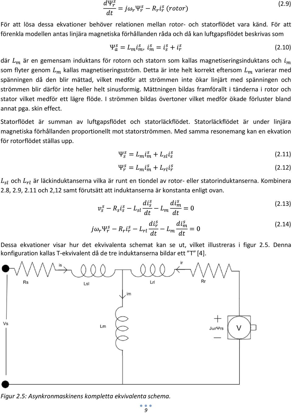 10) där är en gemensam induktans för rotorn och statorn som kallas magnetiseringsinduktans och som flyter genom kallas magnetiseringsström.