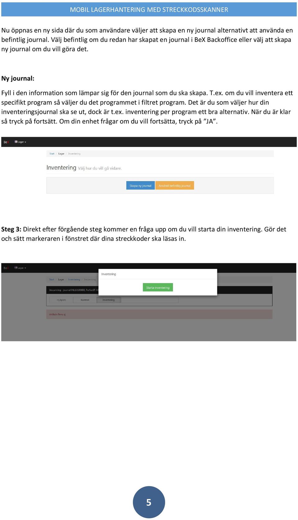 Ny journal: Fyll i den information som lämpar sig för den journal som du ska skapa. T.ex. om du vill inventera ett specifikt program så väljer du det programmet i filtret program.