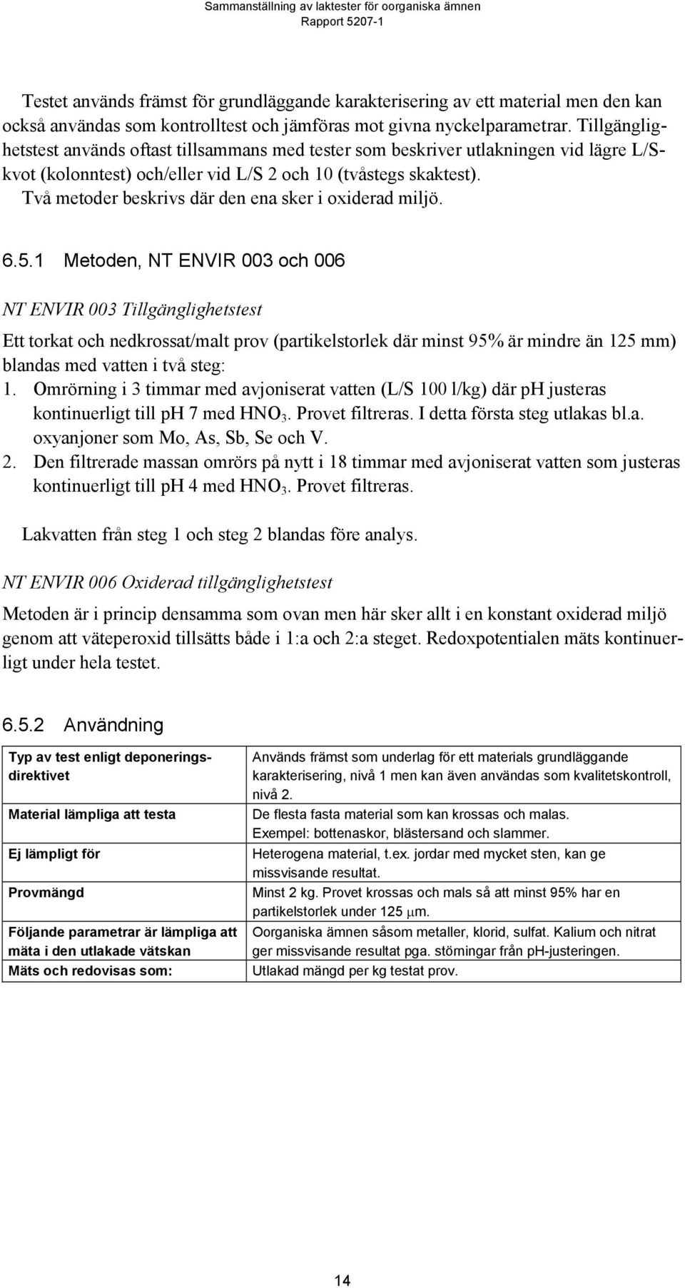 Två metoder beskrivs där den ena sker i oxiderad miljö. 6.5.