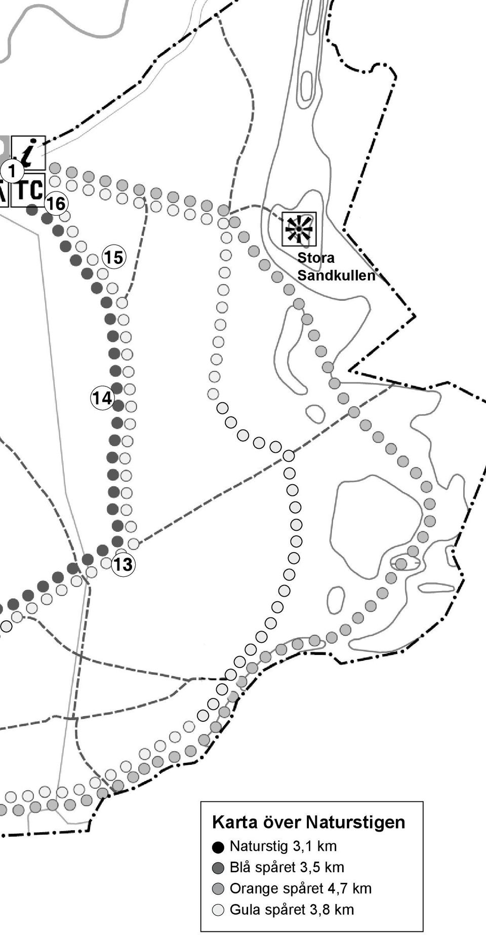 3,1 km Blå spåret 3,5 km Orange