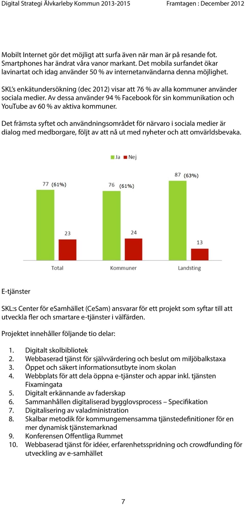 Av dessa använder 94 % Facebook för sin kommunikation och YouTube av 60 % av aktiva kommuner.