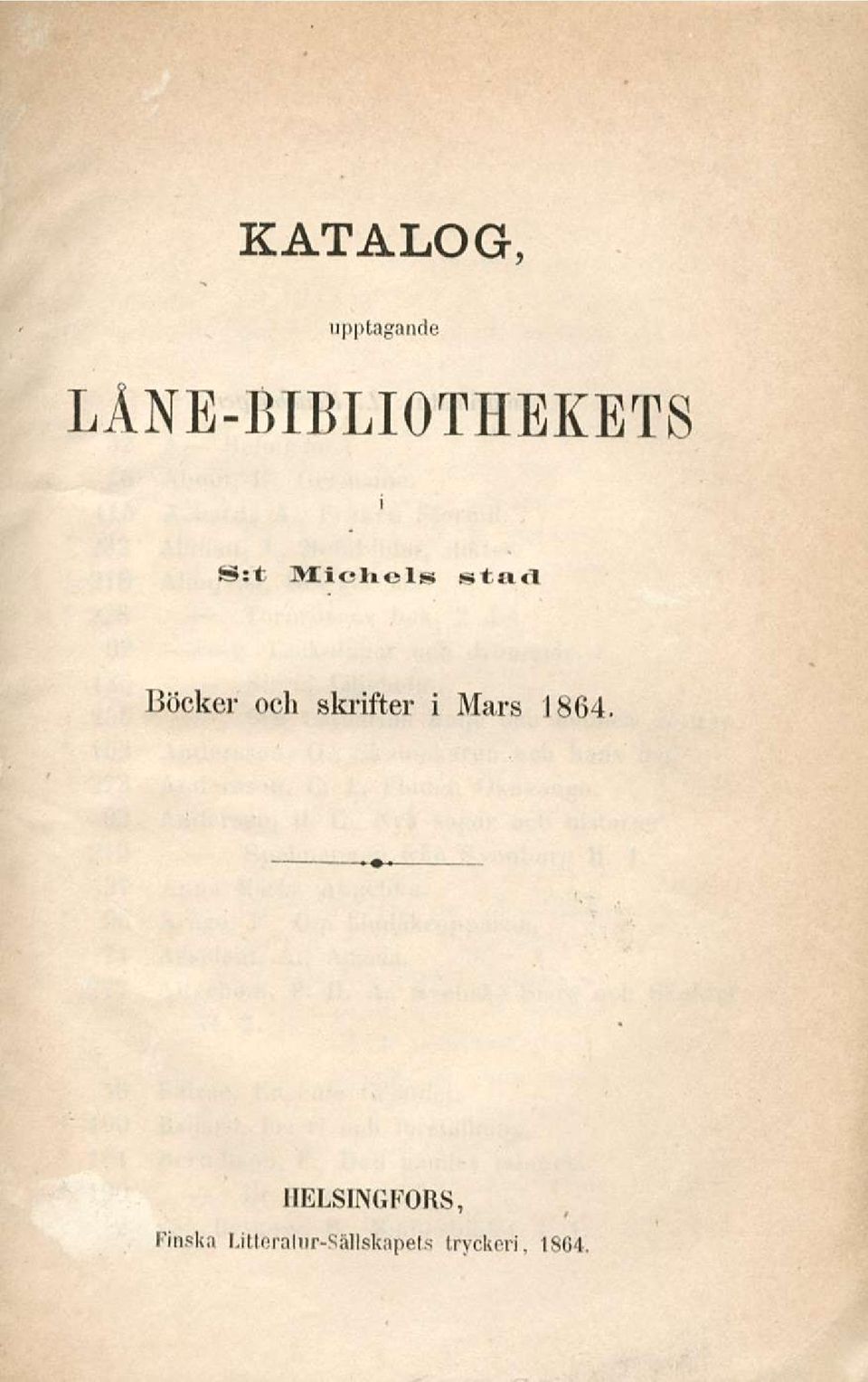skrifter i Mars 1864.