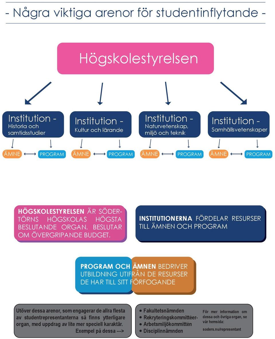 INSTITUTIONERNA FÖRDELAR RESURSER TILL ÄMNEN OCH PROGRAM PROGRAM OCH ÄMNEN BEDRIVER UTBILDNING UTIFRÅN DE RESURSER DE HAR TILL SITT FÖRFOGANDE Utöver dessa arenor, som engagerar de allra flesta av