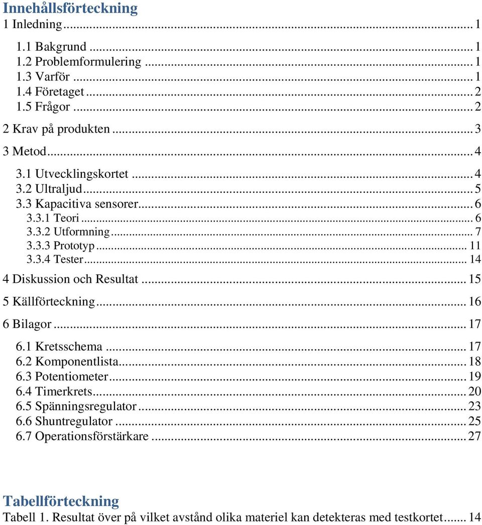 .. 14 4 Diskussion och Resultat... 15 5 Källförteckning... 16 6 Bilagor... 17 6.1 Kretsschema... 17 6.2 Komponentlista... 18 6.3 Potentiometer... 19 6.4 Timerkrets... 20 6.