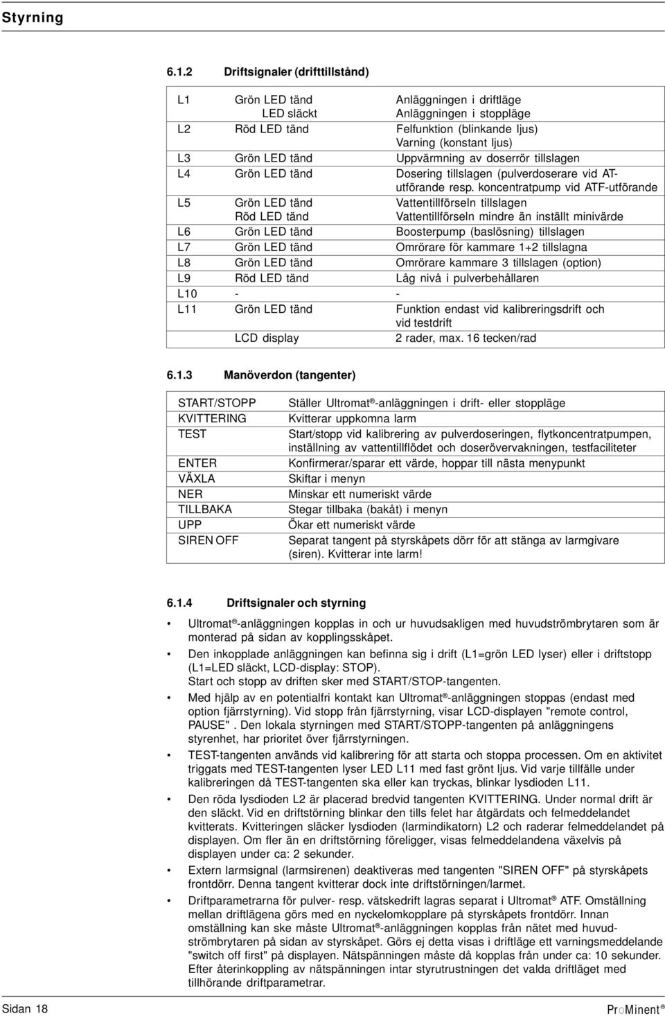 dosrrör tillslgn L4 Grön LED tänd Dosring tillslgn (pulvrdosrr vid Autörnd rsp.