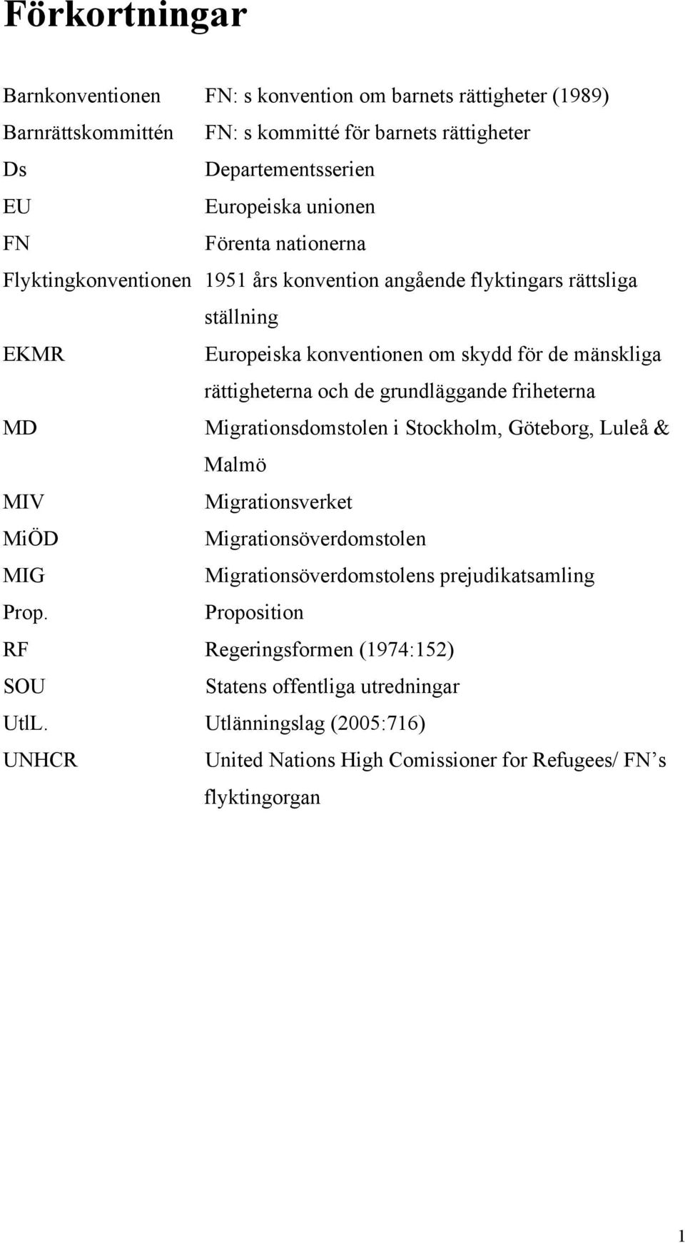 grundläggande friheterna MD Migrationsdomstolen i Stockholm, Göteborg, Luleå & Malmö MIV Migrationsverket MiÖD Migrationsöverdomstolen MIG Migrationsöverdomstolens prejudikatsamling