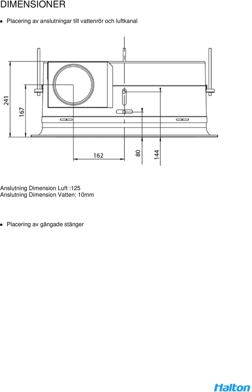 Dimension Luft :125 Anslutning