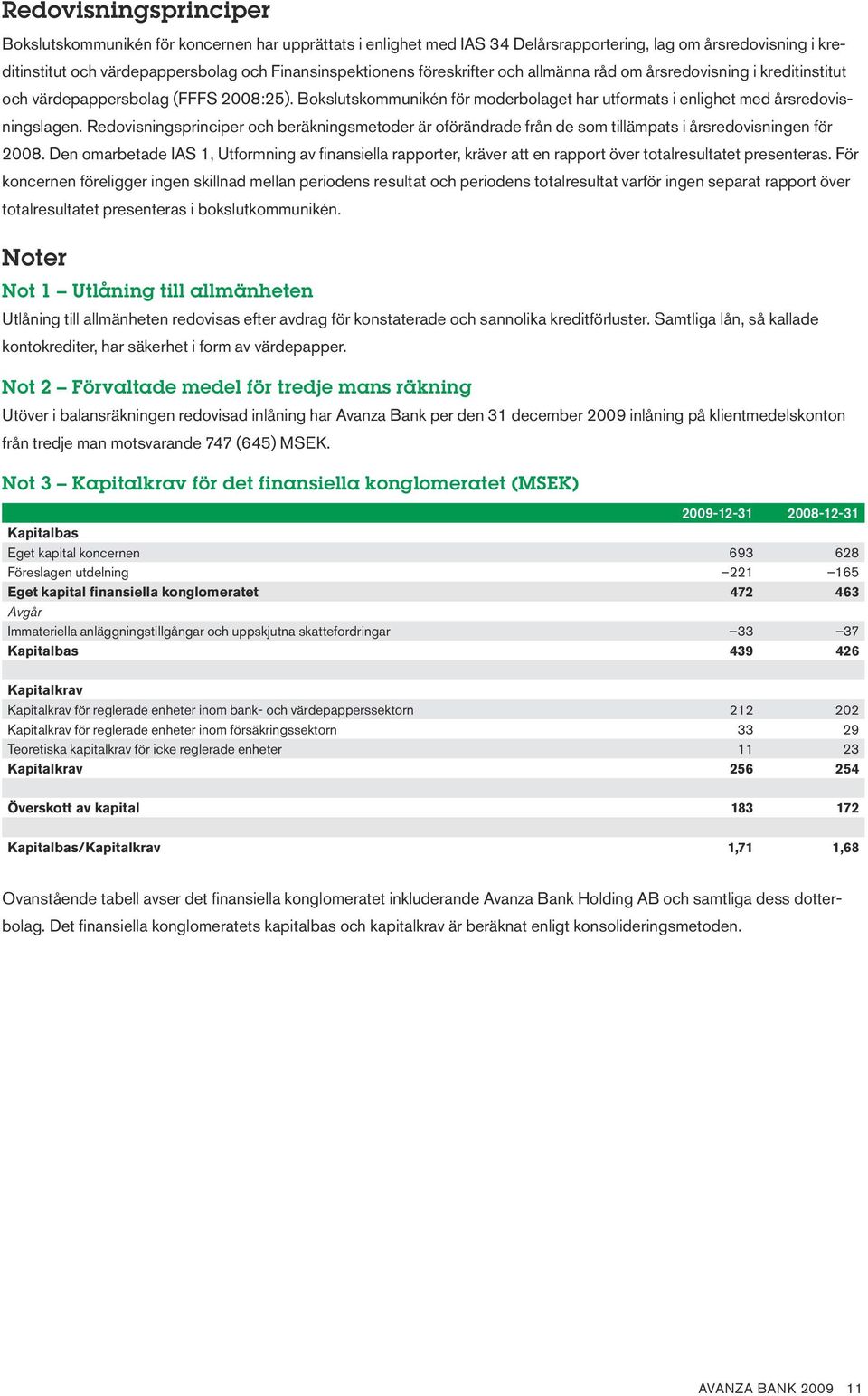 Redovis ningsprinciper och beräkningsmetoder är oade från de som tillämpats i årsredovisningen för 2008.