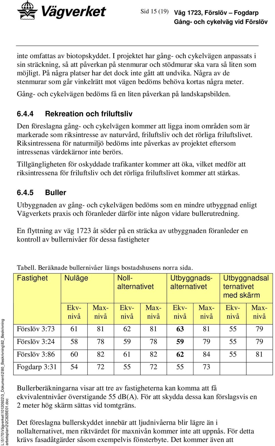 Några av de stenmurar som går vinkelrätt mot vägen bedöms behöva kortas några meter. Gång- och cykelvägen bedöms få en liten påverkan på landskapsbilden. 6.4.