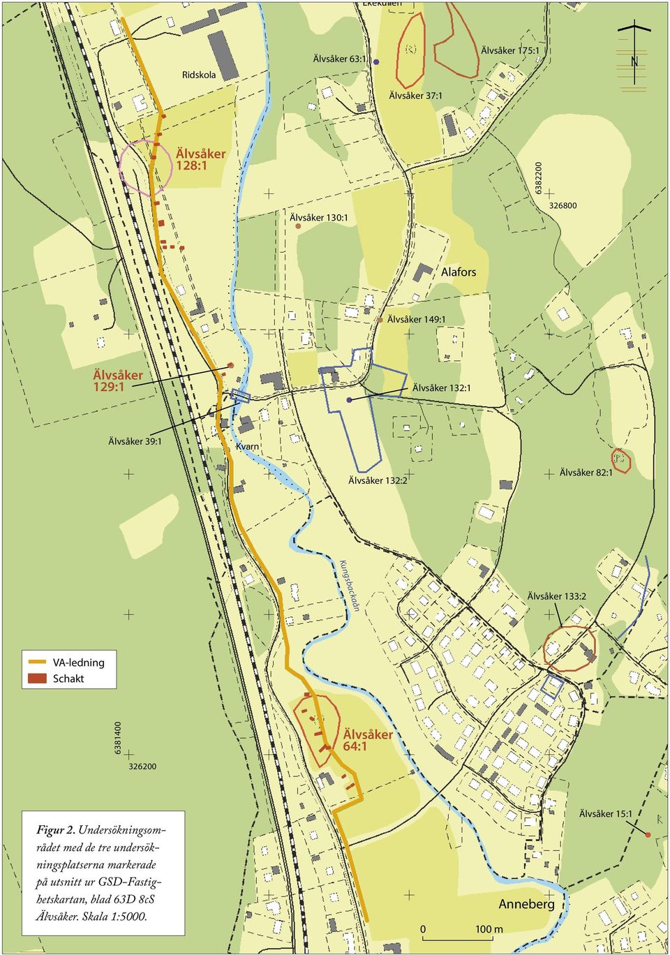 133:2 VA-ledning Schakt 6381400 326200 Älvsåker 64:1 Figur 2.