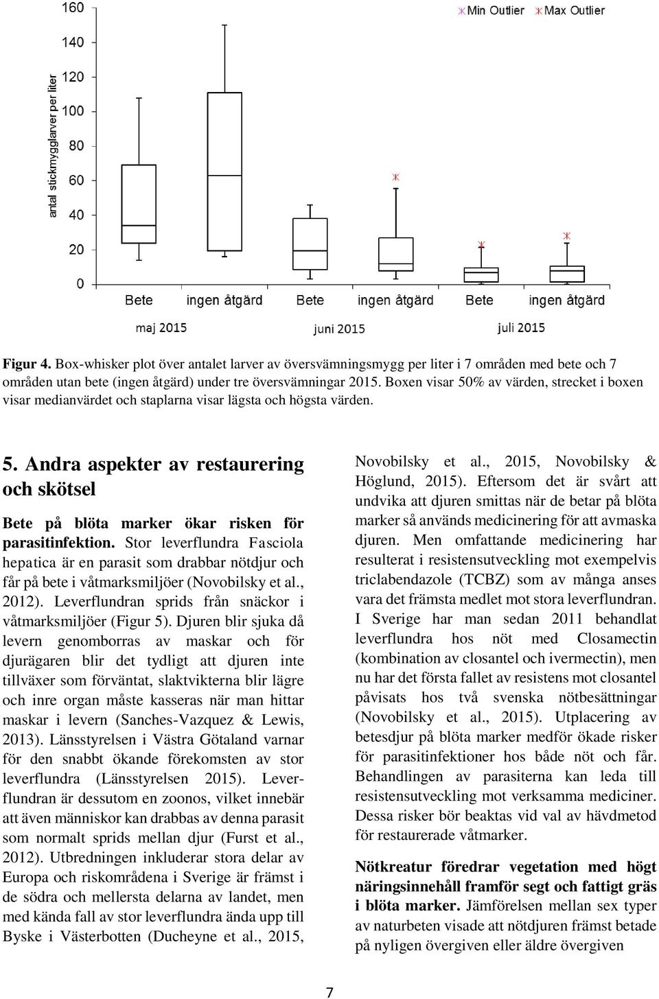 Stor leverflundra Fasciola hepatica är en parasit som drabbar nötdjur och får på bete i våtmarksmiljöer (Novobilsky et al., 2012). Leverflundran sprids från snäckor i våtmarksmiljöer (Figur 5).