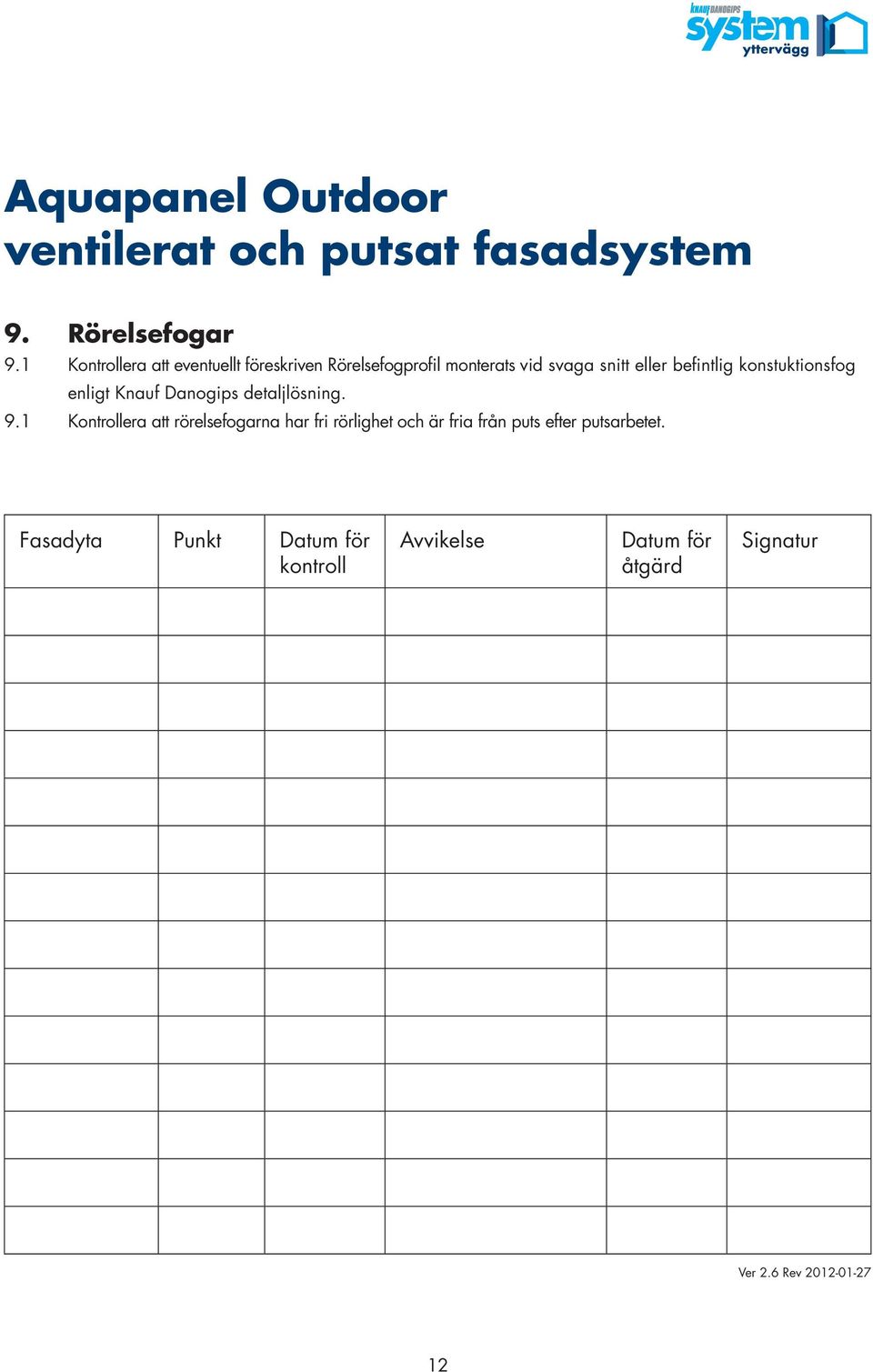 vid svaga snitt eller befintlig konstuktionsfog enligt Knauf Danogips