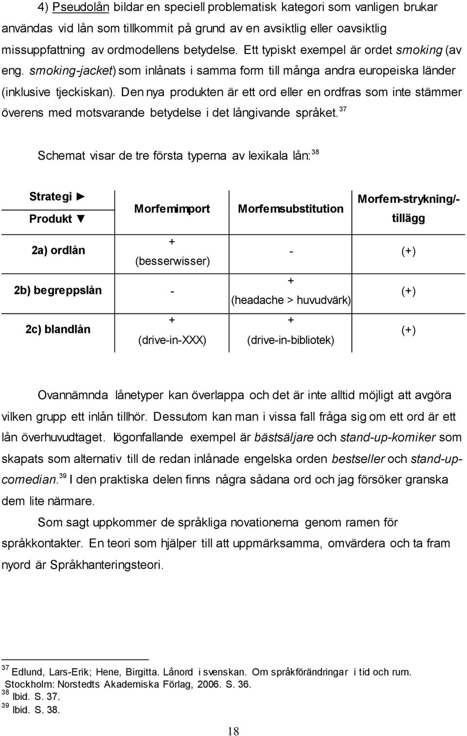 Den nya produkten är ett ord eller en ordfras som inte stämmer överens med motsvarande betydelse i det långivande språket.