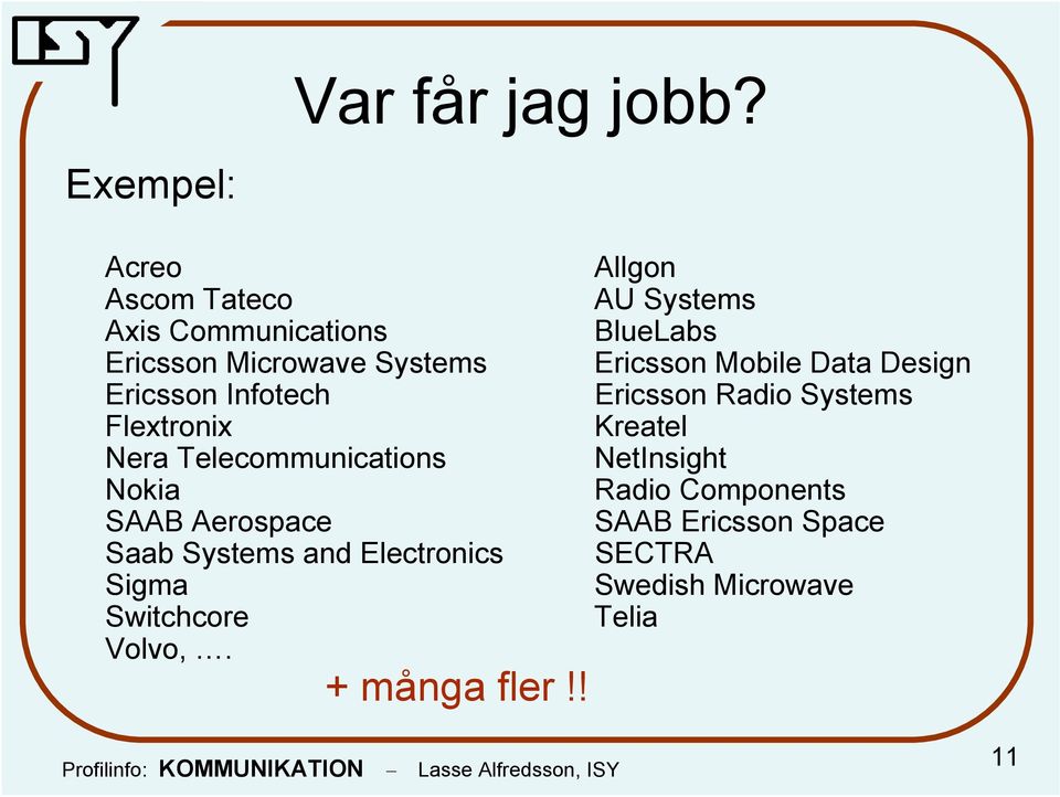 Telecommunications Nokia SAAB Aerospace Saab Systems and Electronics Sigma Switchcore Volvo,.