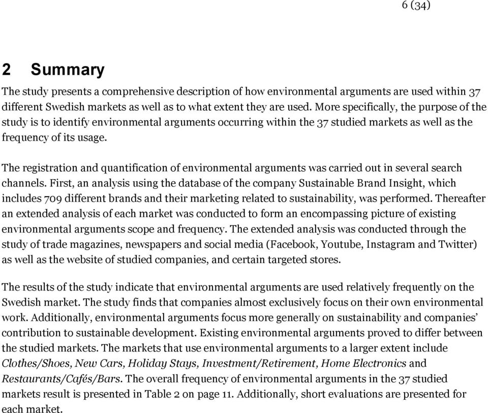 The registration and quantification of environmental arguments was carried out in several search channels.