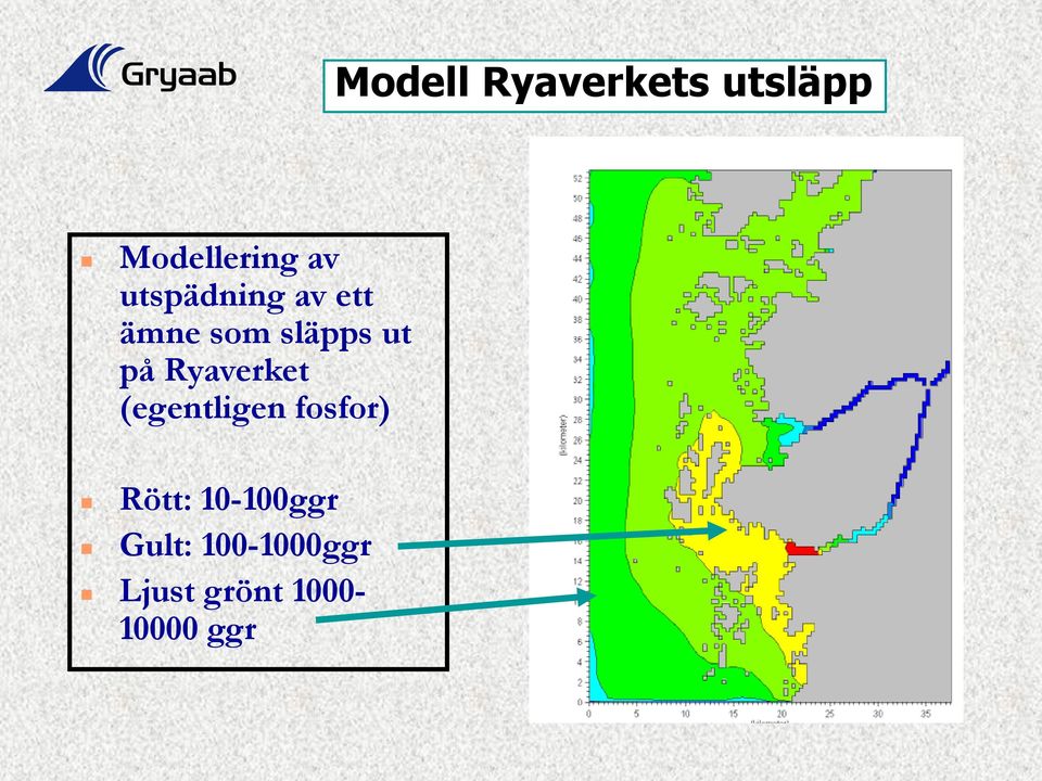 Ryaverket (egentligen fosfor) Rött: