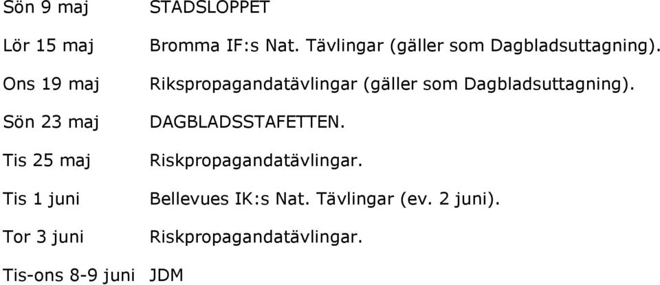 Rikspropagandatävlingar (gäller som Dagbladsuttagning). DAGBLADSSTAFETTEN.