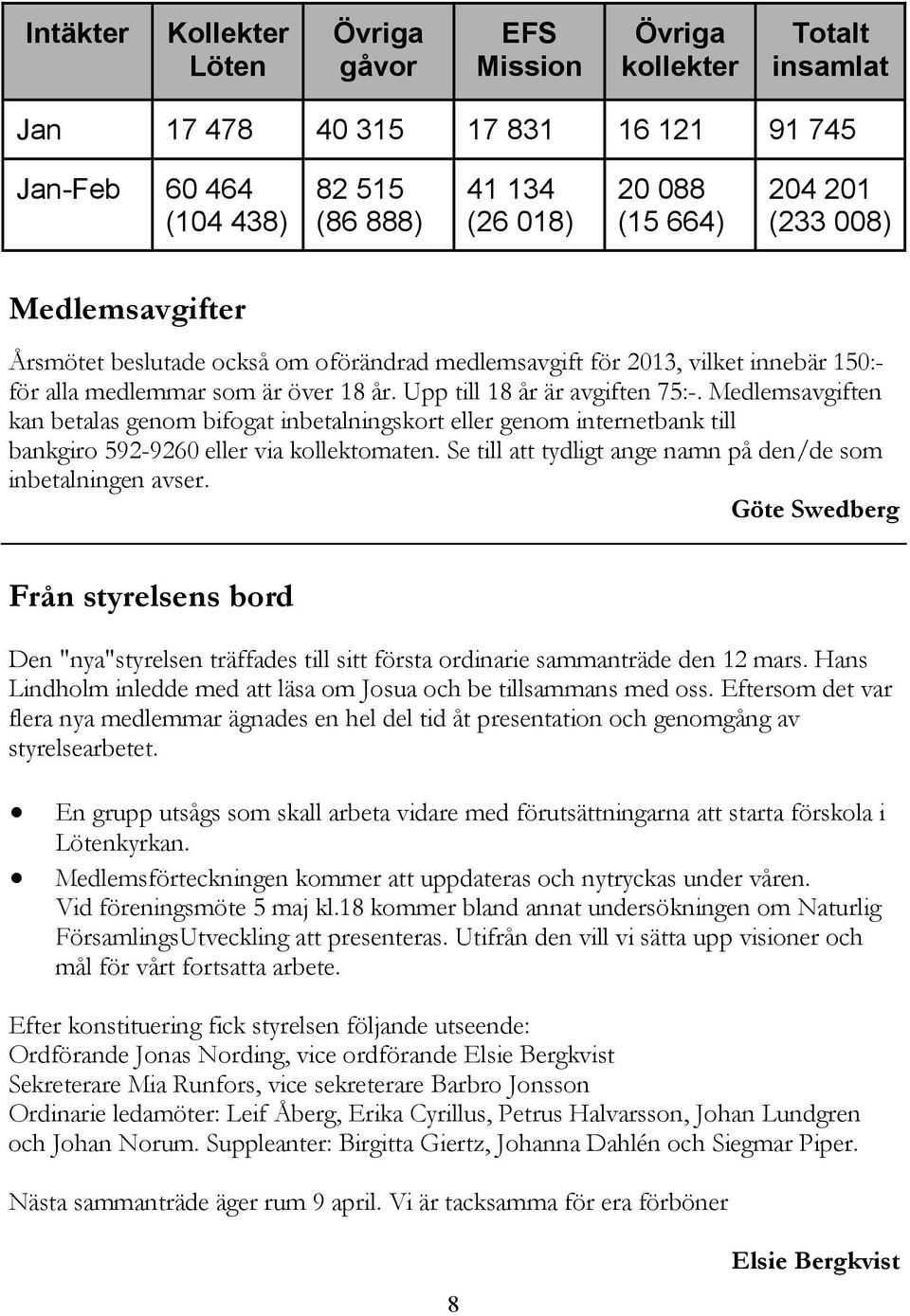 Medlemsavgiften kan betalas genom bifogat inbetalningskort eller genom internetbank till bankgiro 592-9260 eller via kollektomaten. Se till att tydligt ange namn på den/de som inbetalningen avser.