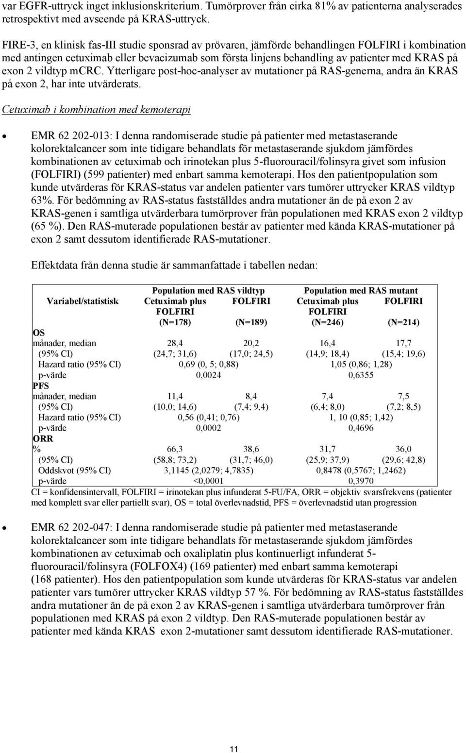 exon 2 vildtyp mcrc. Ytterligare post-hoc-analyser av mutationer på RAS-generna, andra än KRAS på exon 2, har inte utvärderats.