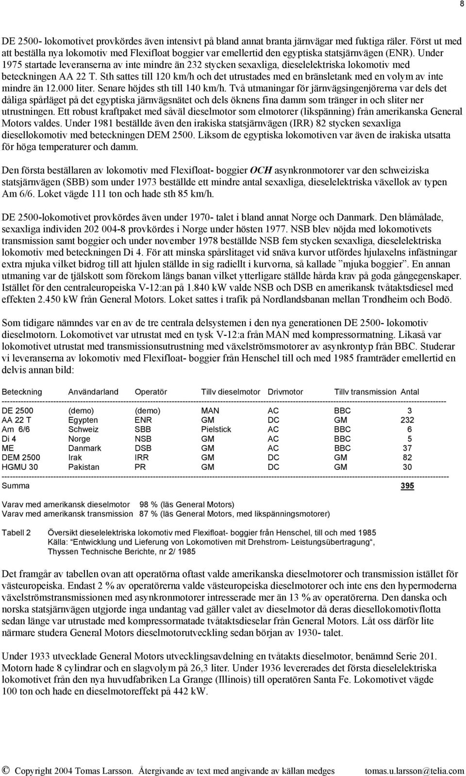 Under 1975 startade leveranserna av inte mindre än 232 stycken sexaxliga, dieselelektriska lokomotiv med beteckningen AA 22 T.