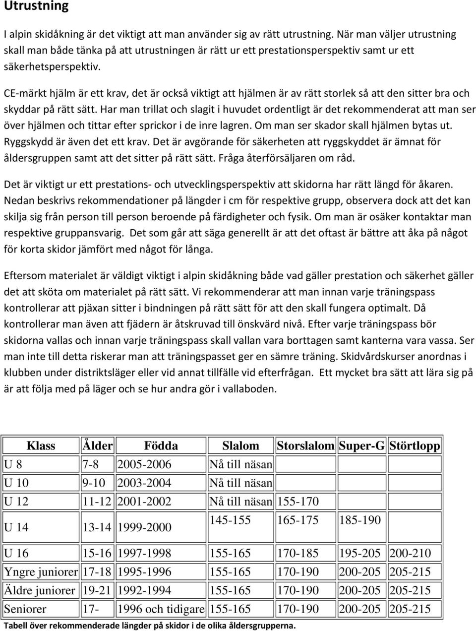 CE-märkt hjälm är ett krav, det är också viktigt att hjälmen är av rätt storlek så att den sitter bra och skyddar på rätt sätt.