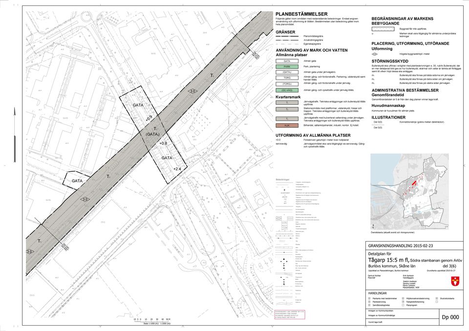 byggnadshöjd i meter ( ) () nder järnvägsbro. Allmän gång- och fordonstrafik nder järnväg. Bllerskydd ska tföras i enlighet med planbeskrivningen s.