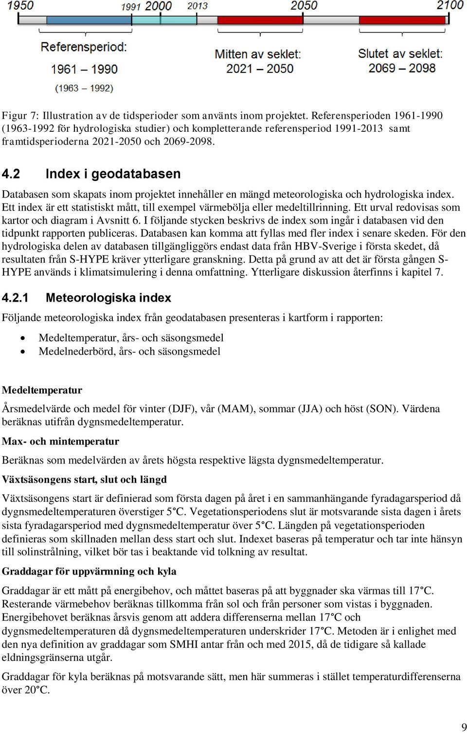 2 Index i geodatabasen Databasen som skapats inom projektet innehåller en mängd meteorologiska och hydrologiska index.