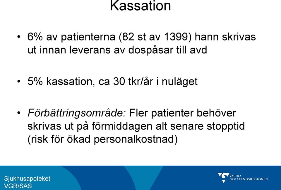 i nuläget Förbättringsområde: Fler patienter behöver skrivas ut