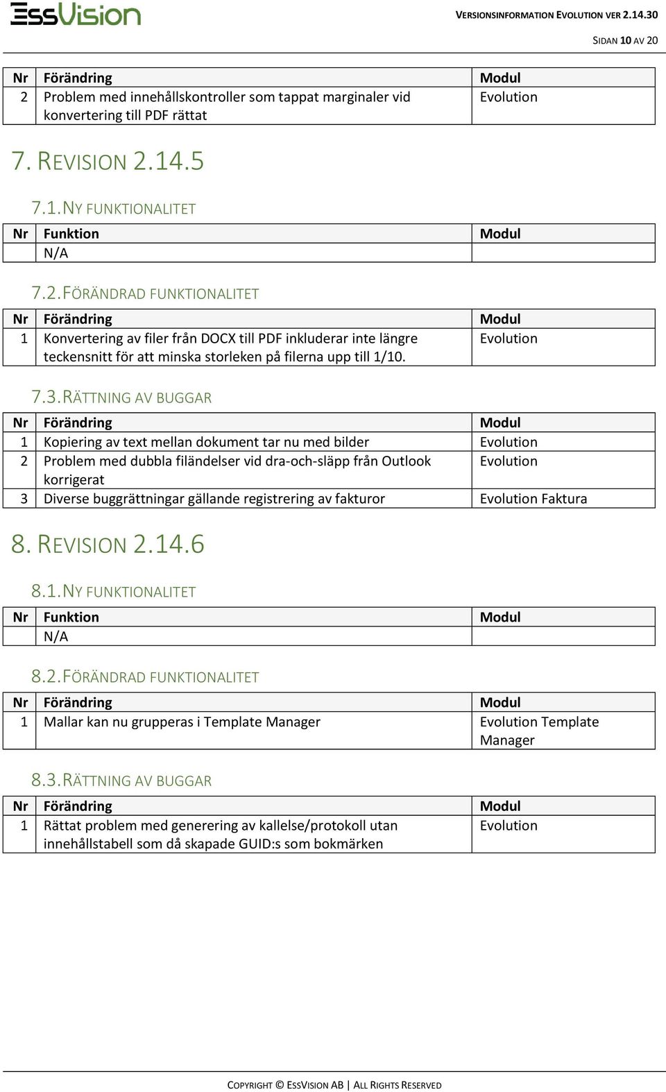 registrering av fakturor Faktura 8. REVISION 2.14.6 8.1.NY FUNKTIONALITET 8.2.FÖRÄNDRAD FUNKTIONALITET 1 Mallar kan nu grupperas i Template Manager Template Manager 8.3.