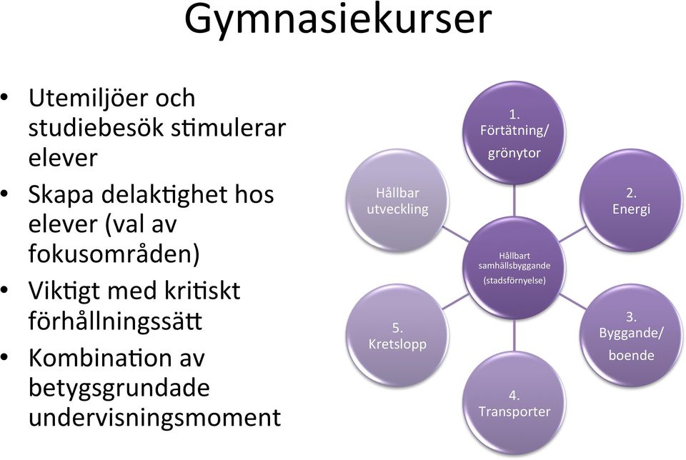 betygsgrundade undervisningsmoment Hållbar utveckling 5. Kretslopp 1.