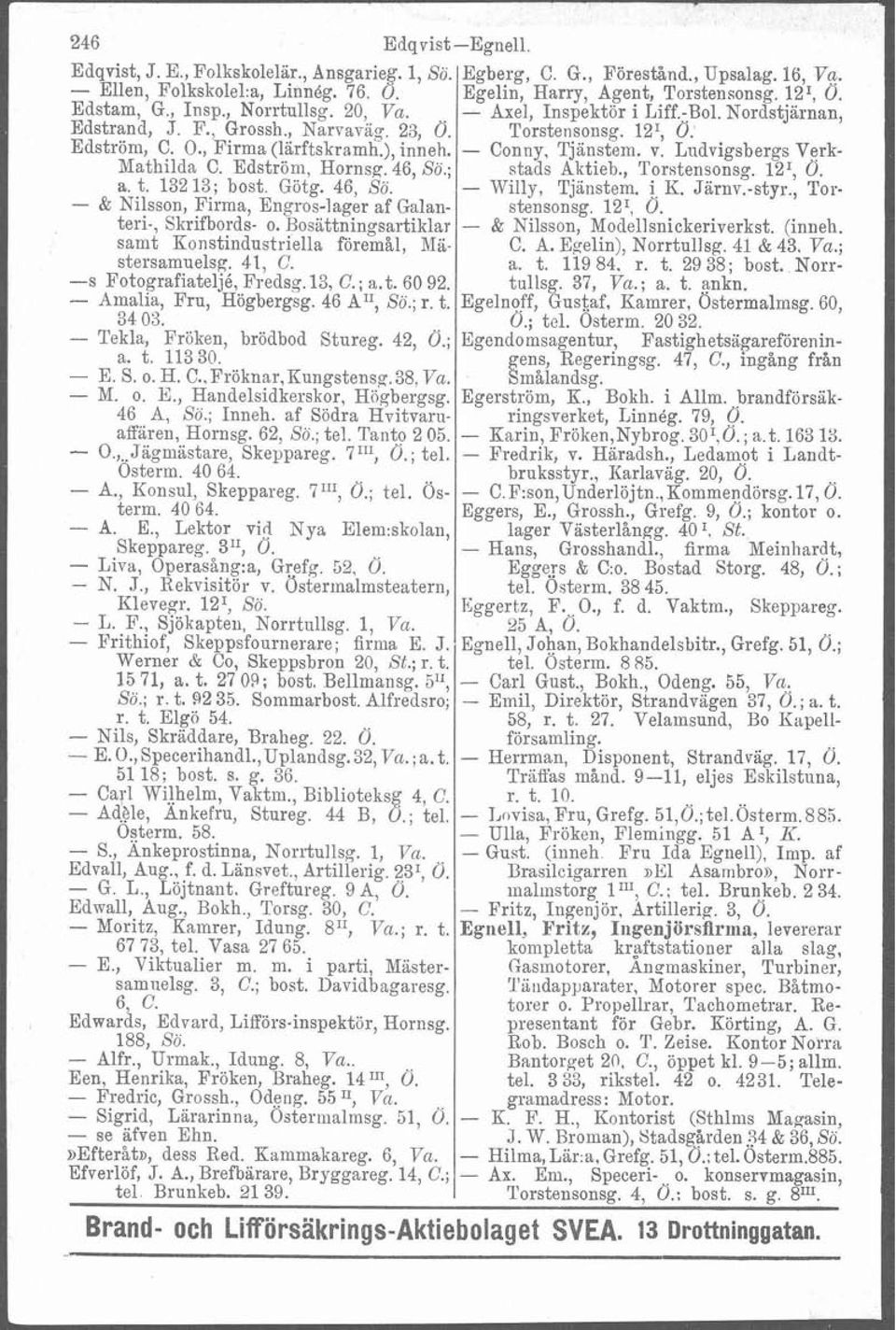 Bosättningsartiklar samt Konstindustriella föremål, Mastersamuelsg. 41, C. -s Fotografiateljé, Fiedsg. 13, C. ; a.t. 60 92. - Amalia, Fru, Högbergsg. 46 AT', So.; r. t. 34 03.