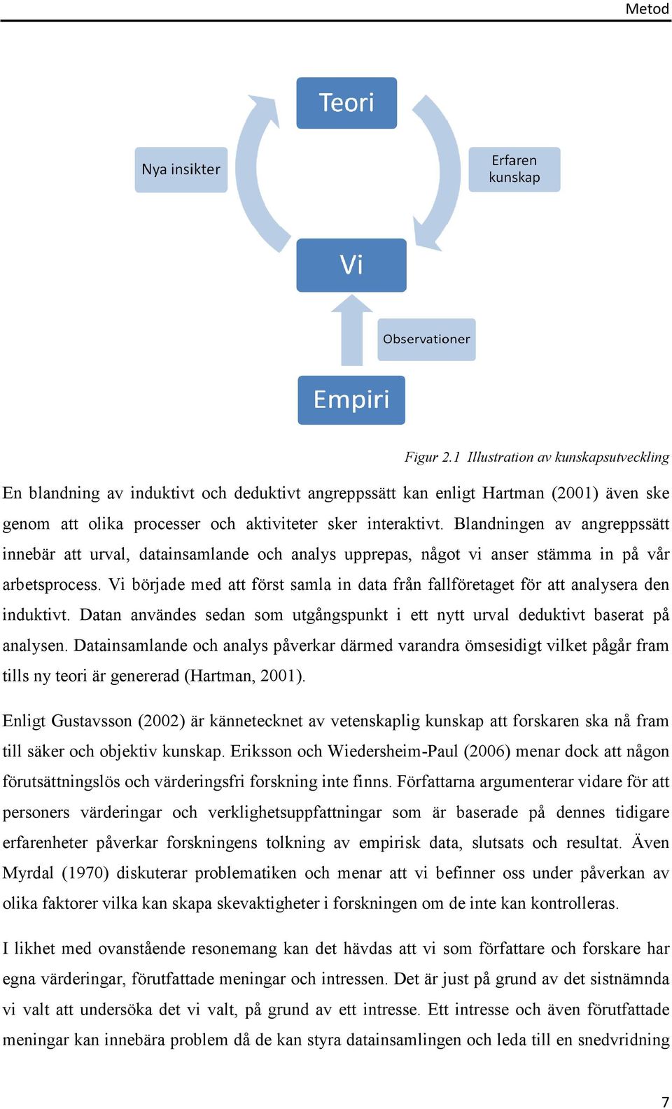 Vi började med att först samla in data från fallföretaget för att analysera den induktivt. Datan användes sedan som utgångspunkt i ett nytt urval deduktivt baserat på analysen.