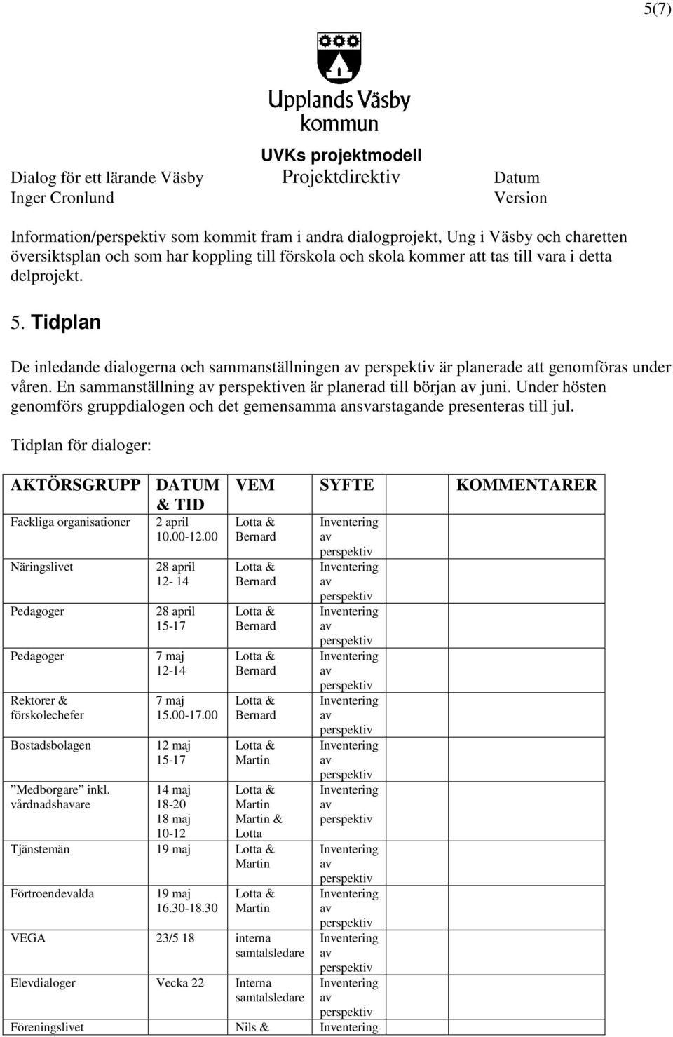 Under hösten genomförs gruppdialogen och det gemensamma ansvarstagande presenteras till jul.
