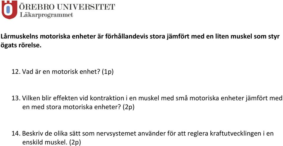 Vilken blir effekten vid kontraktion i en muskel med små motoriska enheter jämfört med en med