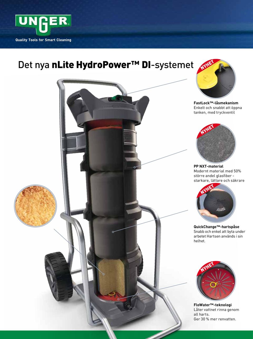 lättare och säkrare QuickChange -hartspåse Snabb och enkel att byta under arbetet Hartsen