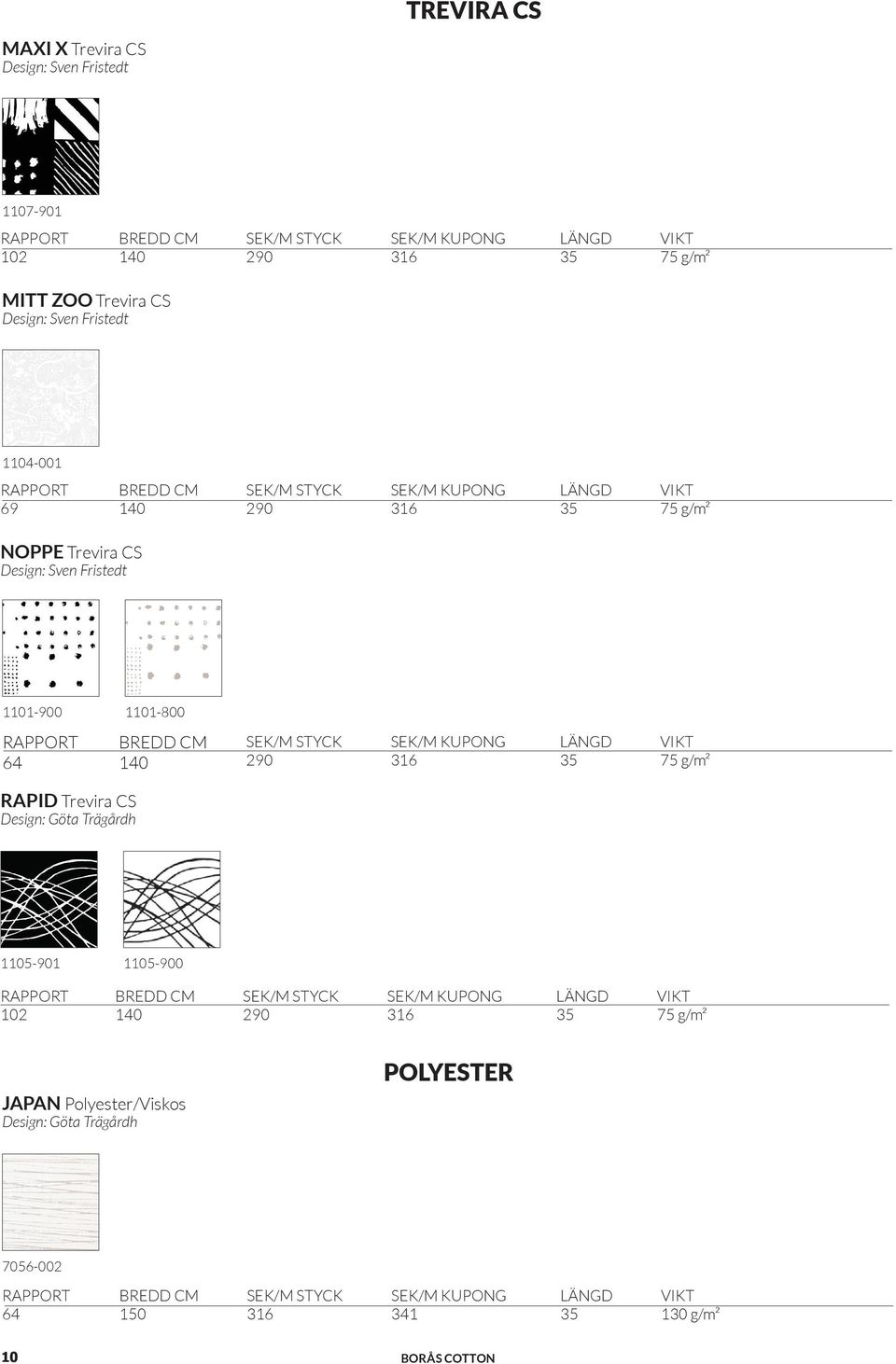 1101-800 64 140 290 316 75 g/m² RAPID Trevira CS Design: Göta Trägårdh 1105-901 1105-900 102 140 290 316