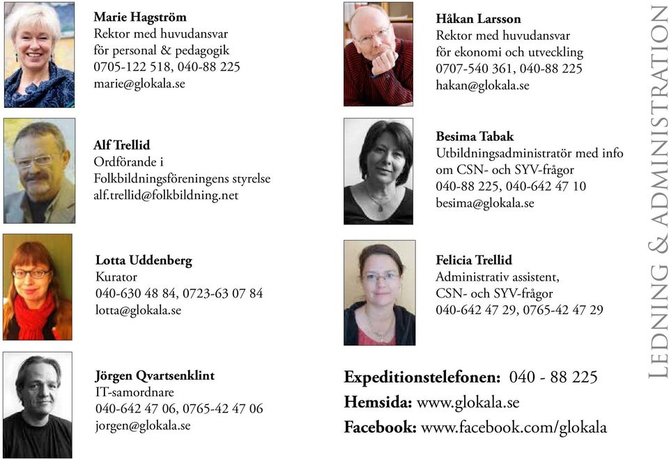 se Håkan Larsson Rektor med huvudansvar för ekonomi och utveckling 0707-540 361, 040-88 225 hakan@glokala.