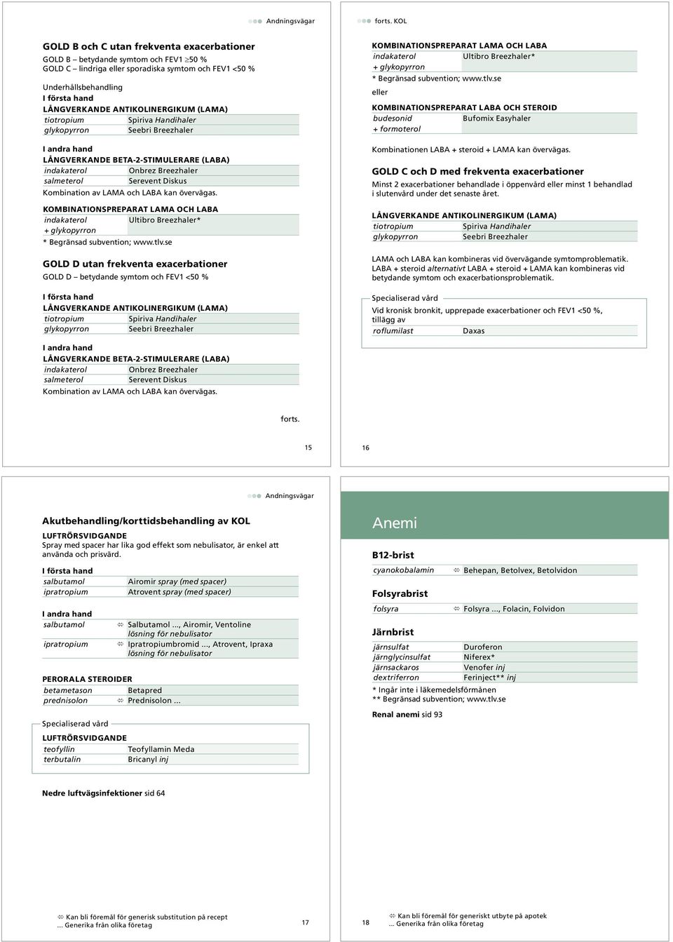 och LABA kan övervägas. KOMBINATIONSPREPARAT LAMA OCH LABA indakaterol Ultibro Breezhaler* + glykopyrron * Begränsad subvention; www.tlv.