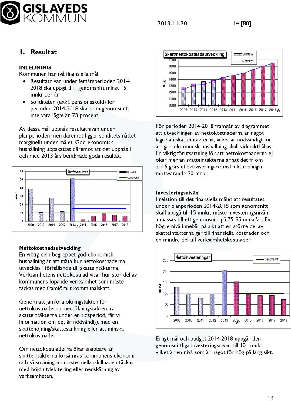 Av dessa mål uppnås resultatnivån under planperioden men däremot ligger soliditetsmåttet marginellt under målet.