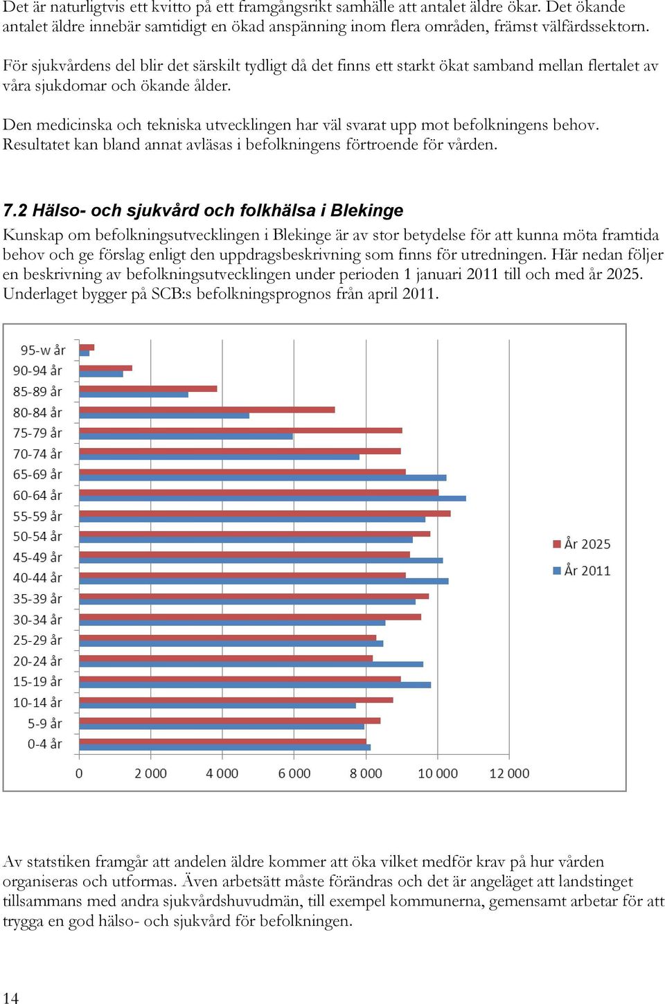 Den medicinska och tekniska utvecklingen har väl svarat upp mot befolkningens behov. Resultatet kan bland annat avläsas i befolkningens förtroende för vården. 7.