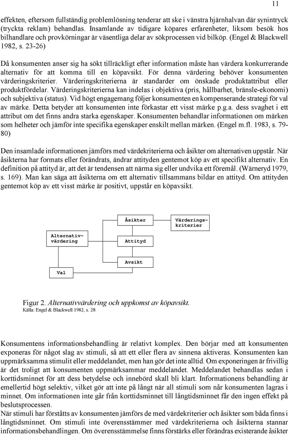 23-26) Då konsumenten anser sig ha sökt tillräckligt efter information måste han värdera konkurrerande alternativ för att komma till en köpavsikt.