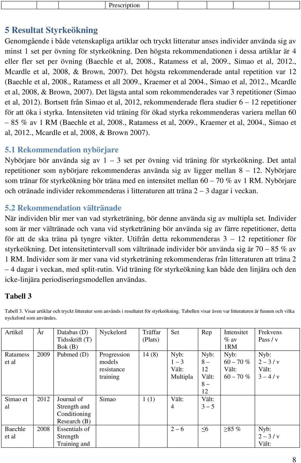 Det högsta rekommenderade antal repetition var 12 (Baechle et al, 2008., Ratamess et all 2009., Kraemer et al 2004., Simao et al, 2012., Mcardle et al, 2008, & Brown, 2007).