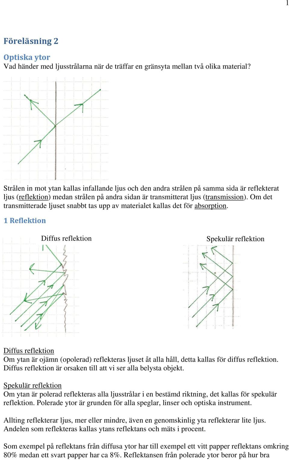 Om det transmitterade ljuset snabbt tas upp av materialet kallas det för absorption.