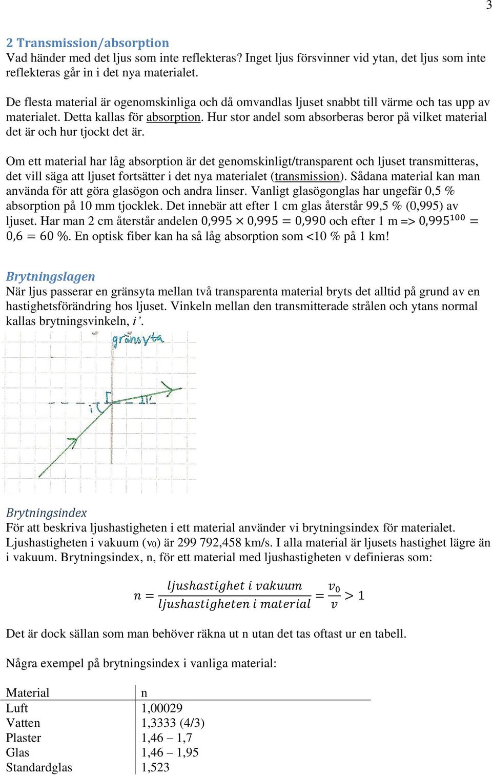 Hur stor andel som absorberas beror på vilket material det är och hur tjockt det är.