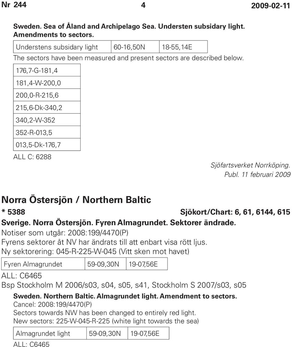 176,7-G-181,4 181,4-W-200,0 200,0-R-215,6 215,6-Dk-340,2 340,2-W-352 352-R-013,5 013,5-Dk-176,7 ALL C: 6288 Sjöfartsverket Norrköping. Publ.