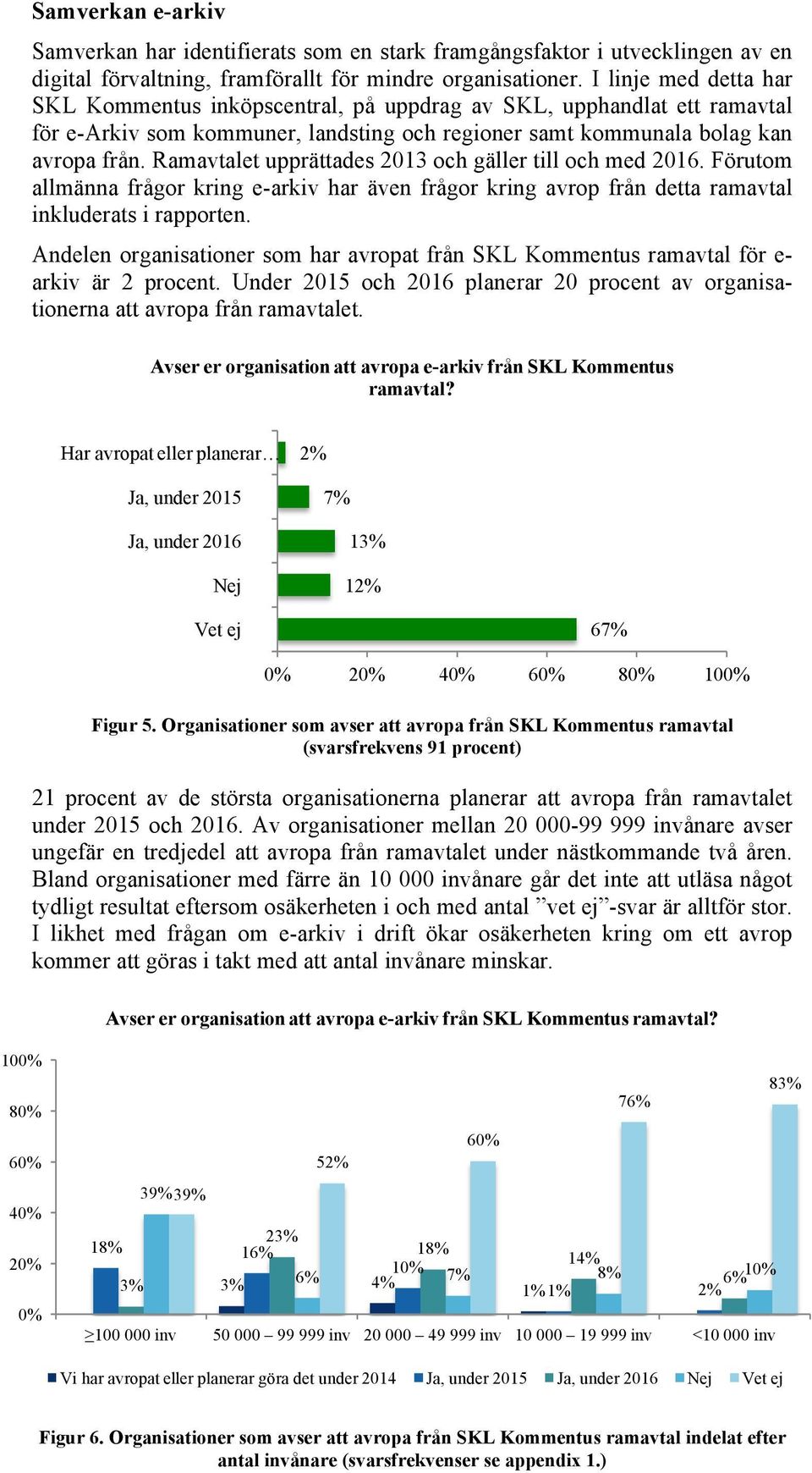 Ramavtalet upprättades 2013 och gäller till och med 2016. Förutom allmänna frågor kring e-arkiv har även frågor kring avrop från detta ramavtal inkluderats i rapporten.